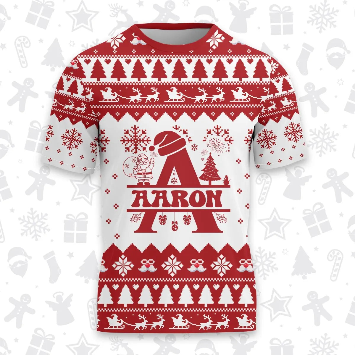 AARON Personalized Christmas T-Shirt Pajama Set - Holiday Gift Outfit 13K1-CR2