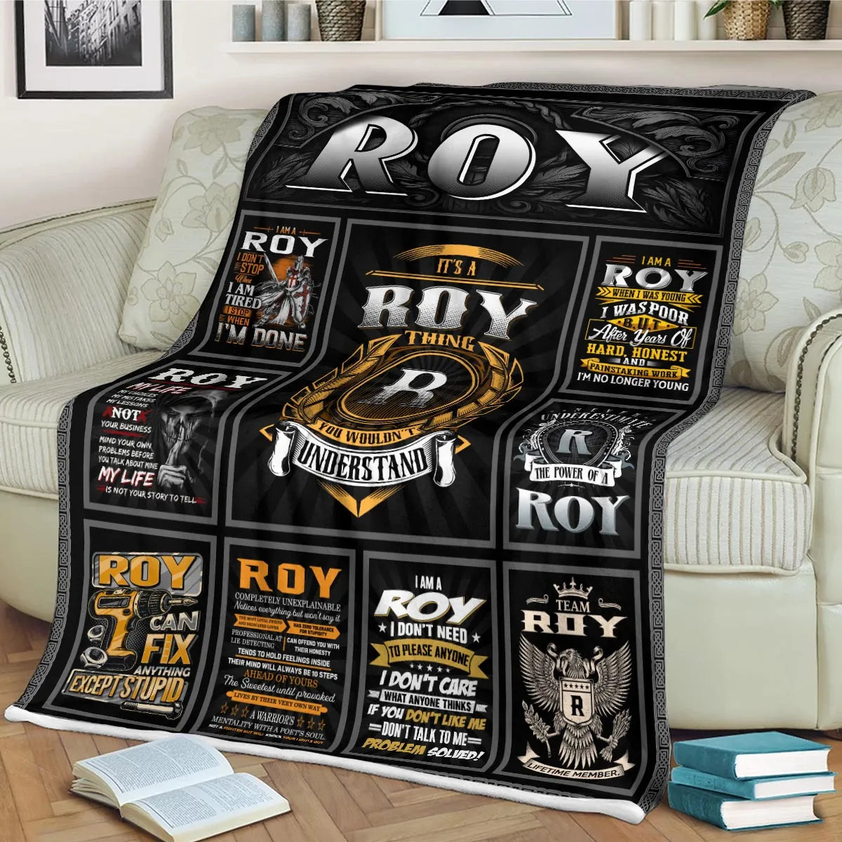 ROY Personalized Blanket | Custom Name Cozy Throw Gift 13K1-BK2