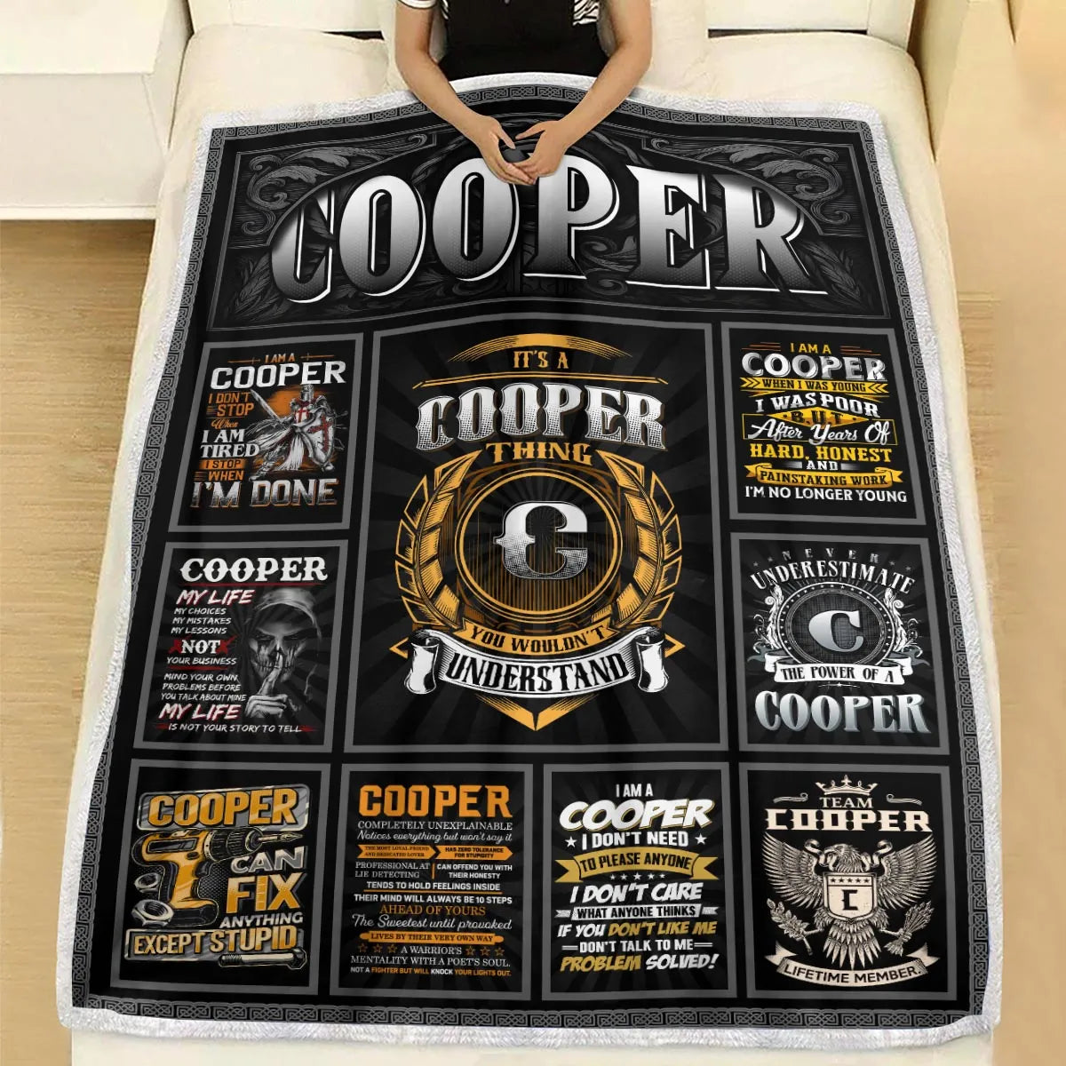 COOPER Personalized Blanket | Custom Name Cozy Throw Gift 13K1-BK2