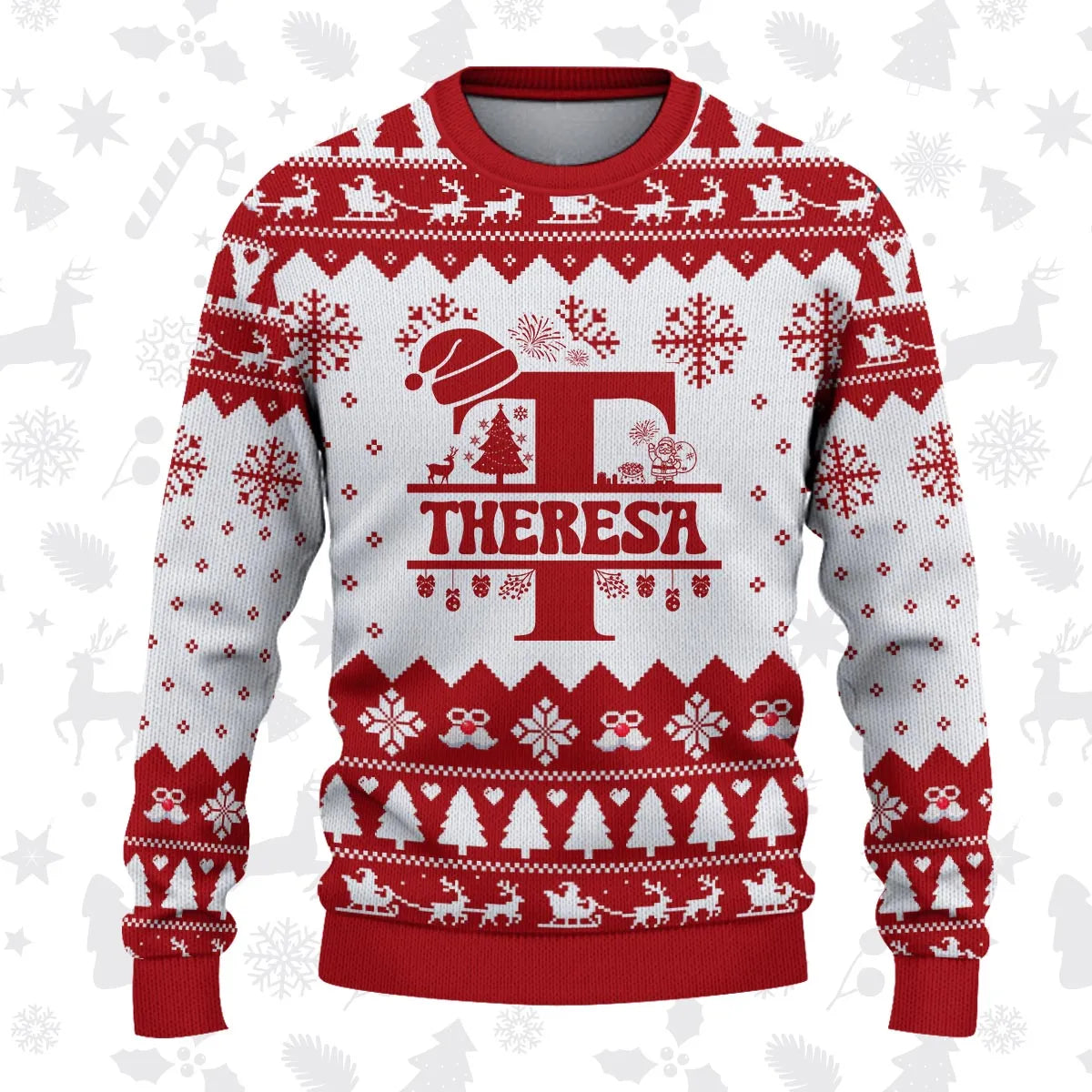 THERESA Personalized Christmas Pajama Set - Holiday Gift Outfit 13K1-CR2