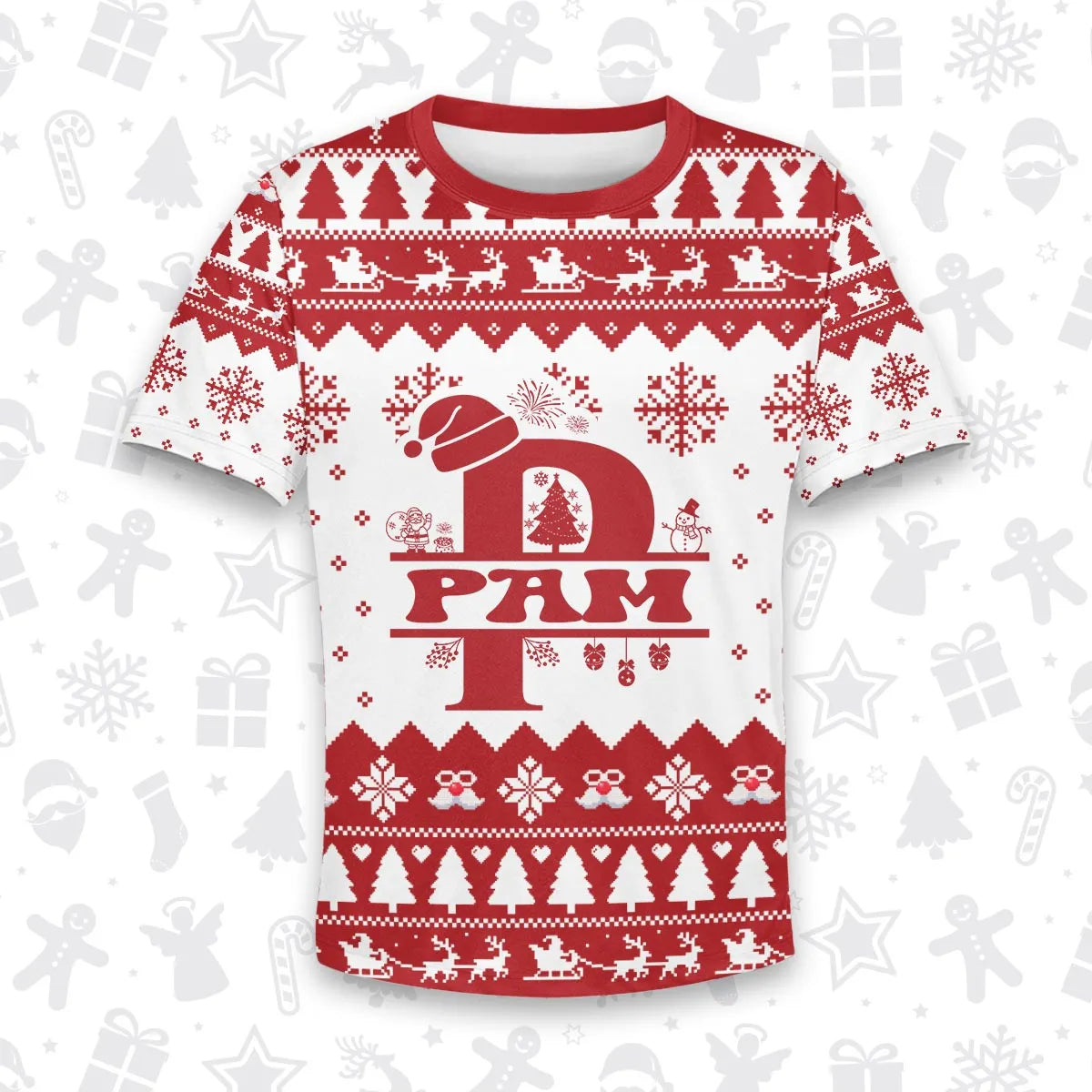 PAM Personalized Christmas T-Shirt Pajama Set - Holiday Gift Outfit 13K1-CR2