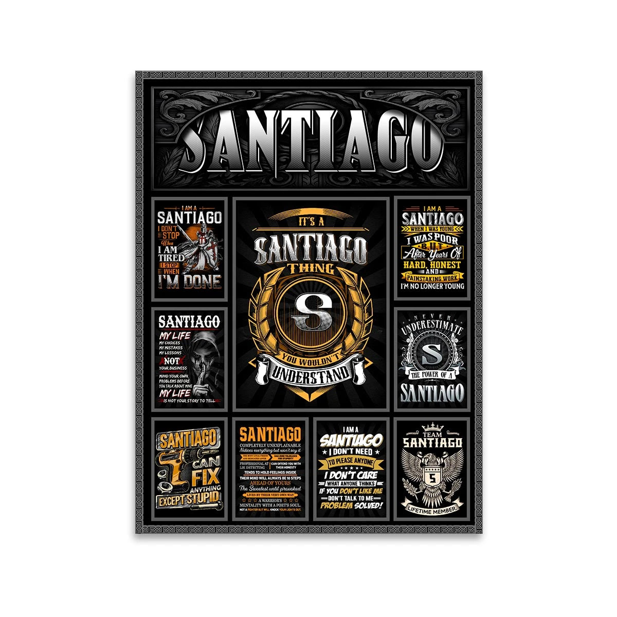 SANTIAGO Personalized Sponge Floor Mat – Custom Printed Home Decor 13K1-AR2