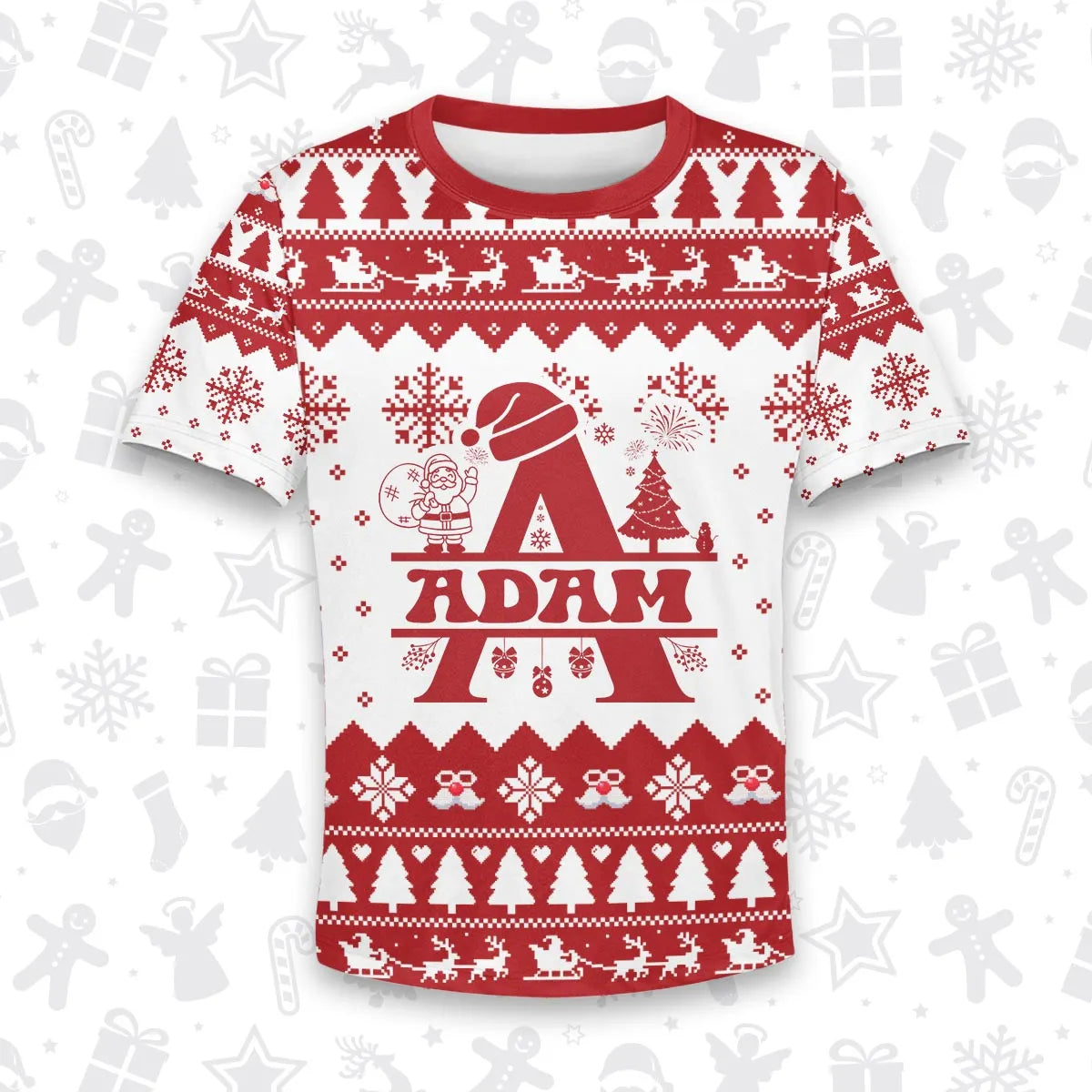 ADAM Personalized Christmas T-Shirt Pajama Set - Holiday Gift Outfit 13K1-CR2