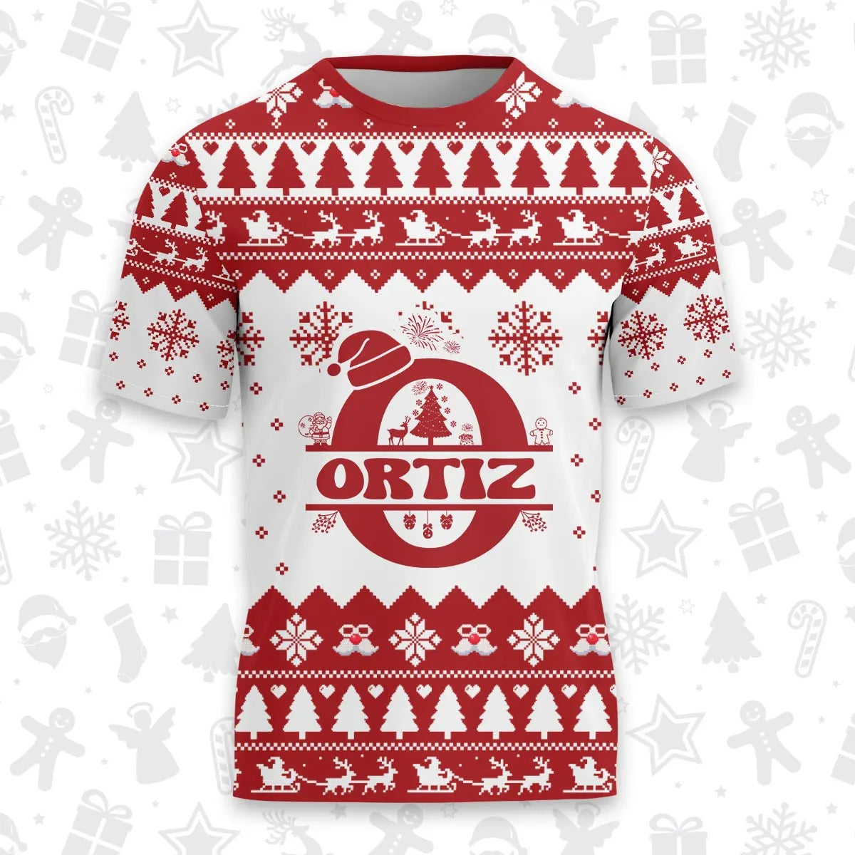 ORTIZ Personalized Christmas T-Shirt Pajama Set - Holiday Gift Outfit 13K1-CR2