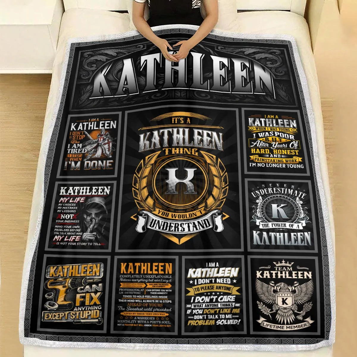 KATHLEEN Personalized Blanket | Custom Name Cozy Throw Gift 13K1-BK2