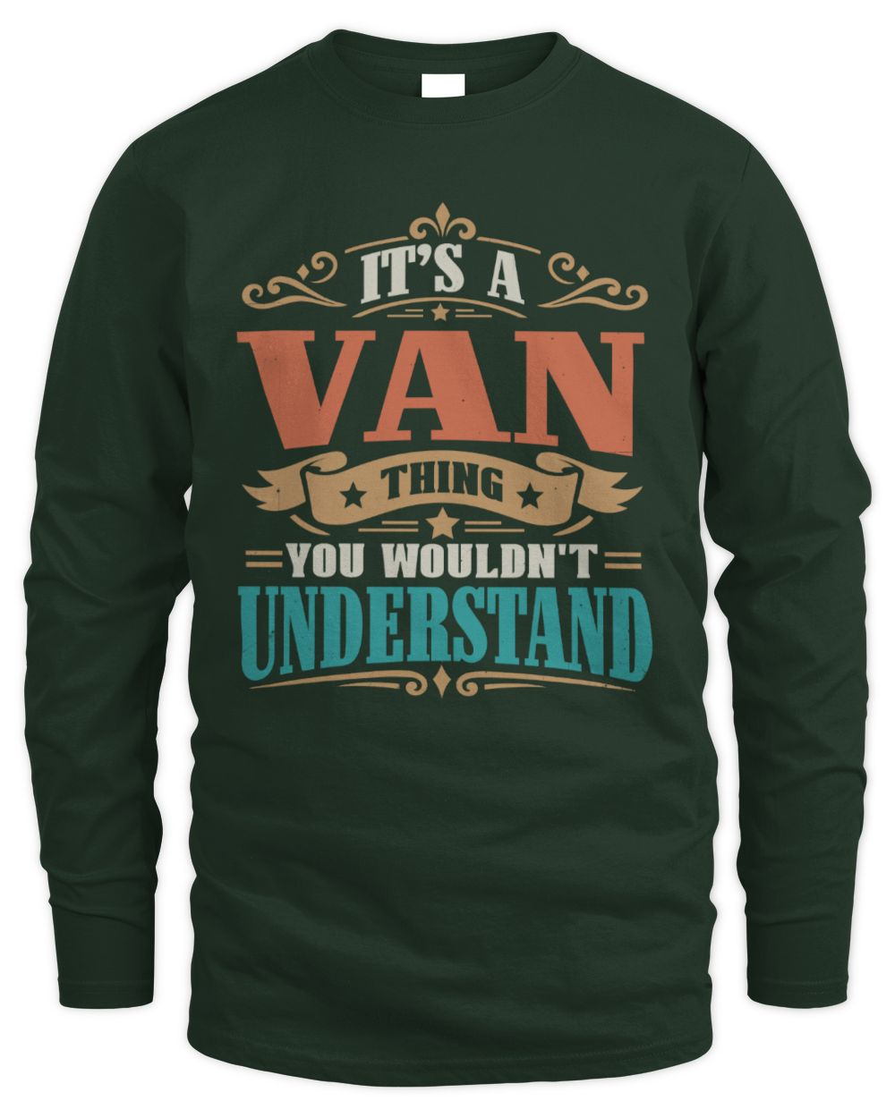 It’s a Name Thing Personalized Retro T-Shirt VAN M1-47 / Men's Long Sleeved T-Shirt / forest green