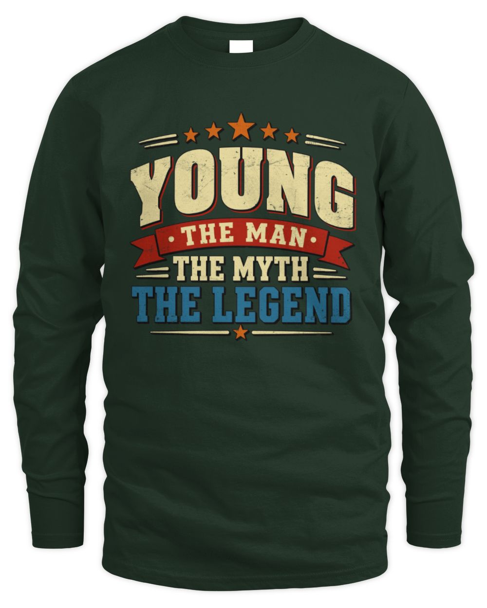 The Man The Myth The Legend Ribbon Vintage T-Shirt YOUNG M1-56 / Men's Long Sleeved T-Shirt / forest green