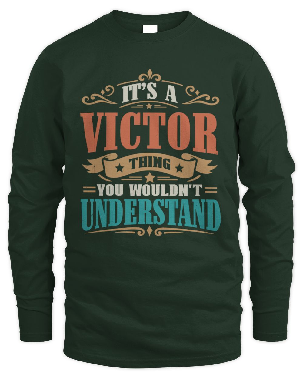 It’s a Name Thing Personalized Retro T-Shirt VICTOR M1-47 / Men's Long Sleeved T-Shirt / forest green