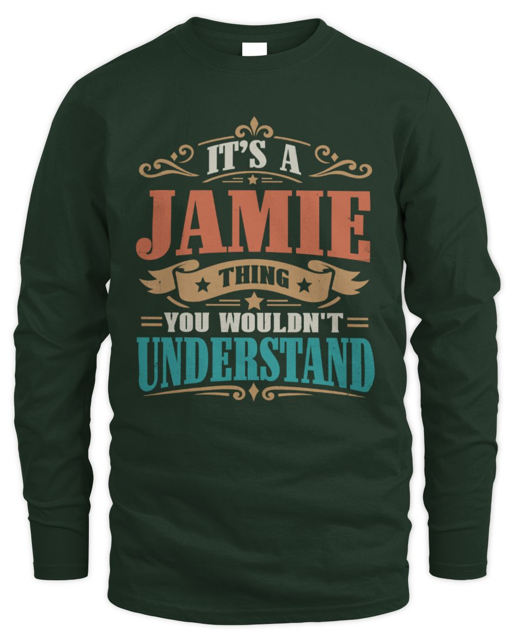 It’s a Name Thing Personalized Retro T-Shirt JAMIE M1-47 / Men's Long Sleeved T-Shirt / forest green