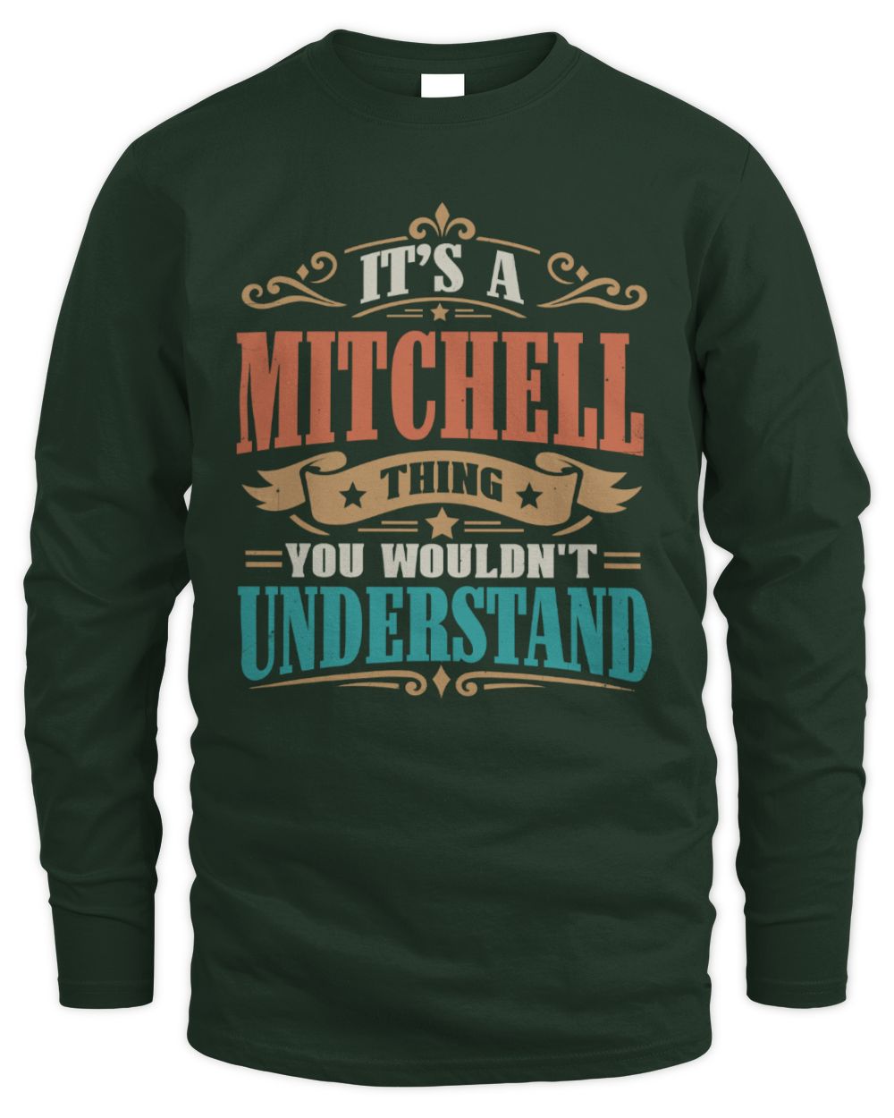 It’s a Name Thing Personalized Retro T-Shirt MITCHELL M1-47 / Men's Long Sleeved T-Shirt / forest green