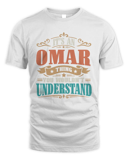 It’s a Name Thing Personalized Retro T-Shirt OMAR M1-47 / Unisex Standard T-Shirt / white