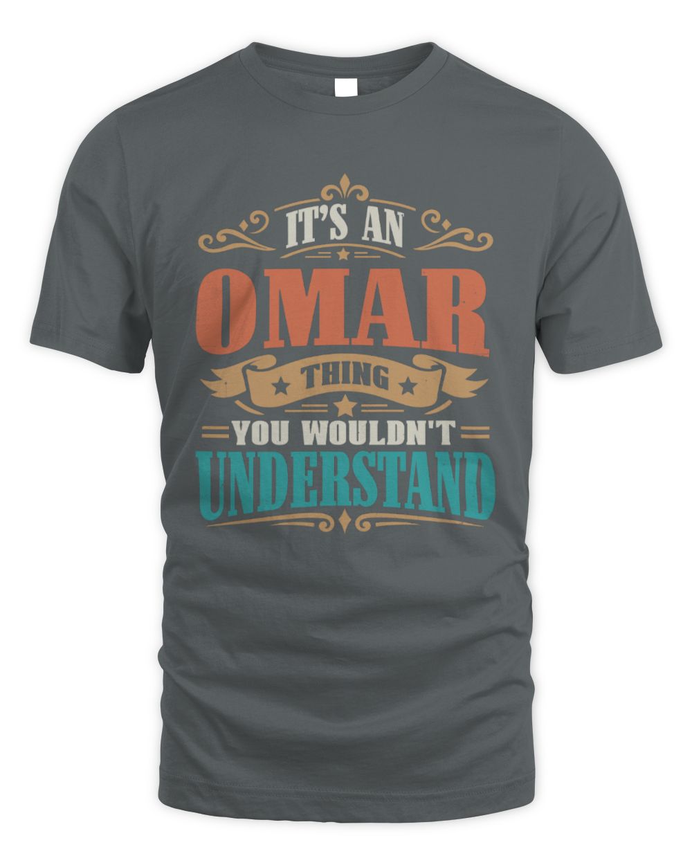 It’s a Name Thing Personalized Retro T-Shirt OMAR M1-47 / Unisex Standard T-Shirt / charcoal