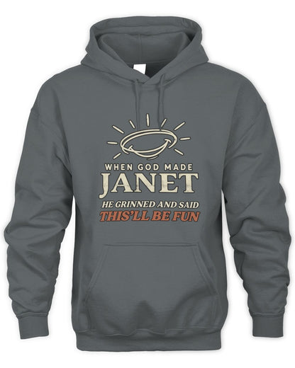 When God Made Your Name Funny Western T-Shirt T-Shirt JANET M1-S82 / Unisex Hoodie / charcoal