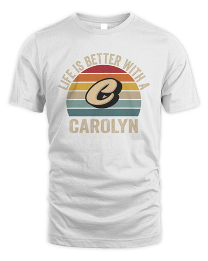Life Is Better with Name Vintage Sun Shirt CAROLYN M1-50 / Unisex Standard T-Shirt / white