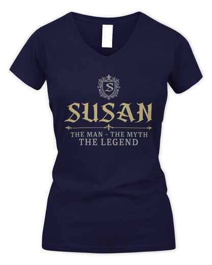 The Man The Myth The Legend Western Shirt SUSAN M1-78 / Women's V-Neck T-Shirt / navy