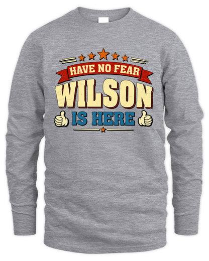 Have No Fear Your Name Is Here Cool Graphic T-Shirt WILSON M1-71 / Men's Long Sleeved T-Shirt / sport grey