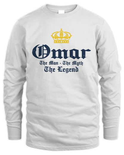 The Man The Myth The Legend Corona Beer T-Shirt OMAR M1-S83 / Men's Long Sleeved T-Shirt / white