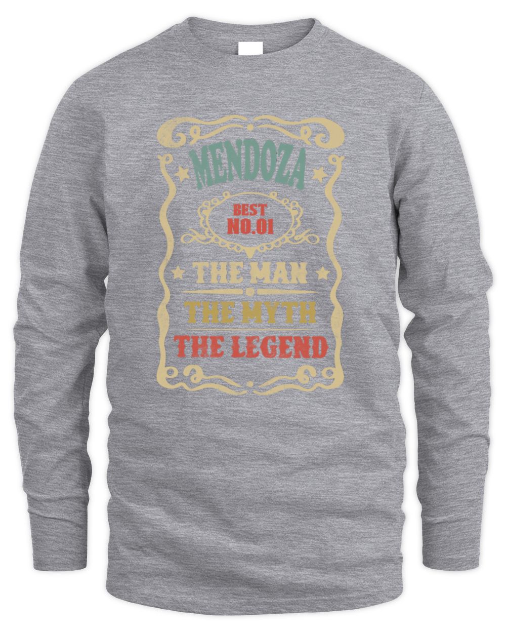 The Man The Myth The Legend Vintage Gold Wine Shirt MENDOZA M1-52 / Men's Long Sleeved T-Shirt / sport grey