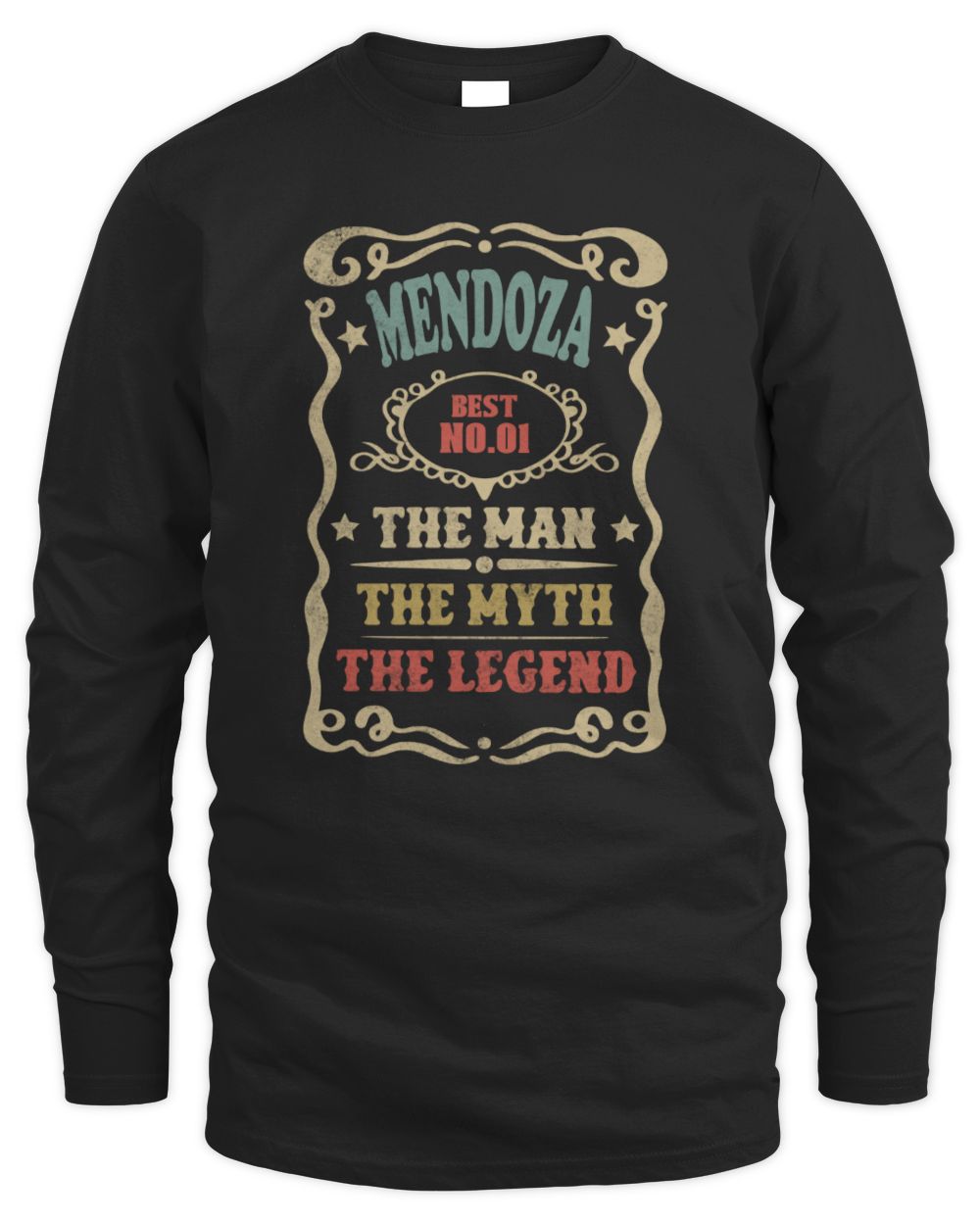 The Man The Myth The Legend Vintage Gold Wine Shirt MENDOZA M1-52 / Men's Long Sleeved T-Shirt / black