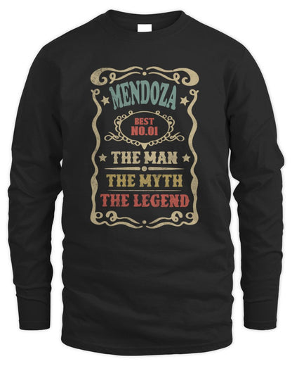 The Man The Myth The Legend Vintage Gold Wine Shirt MENDOZA M1-52 / Men's Long Sleeved T-Shirt / black