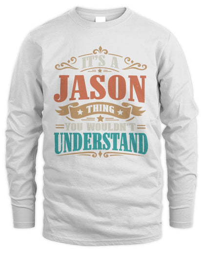 It’s a Name Thing Personalized Retro T-Shirt JASON M1-47 / Men's Long Sleeved T-Shirt / white