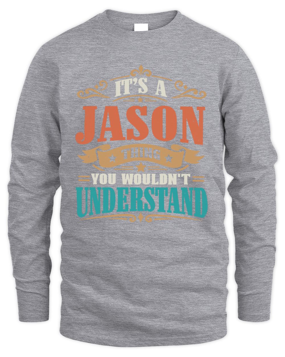It’s a Name Thing Personalized Retro T-Shirt JASON M1-47 / Men's Long Sleeved T-Shirt / sport grey