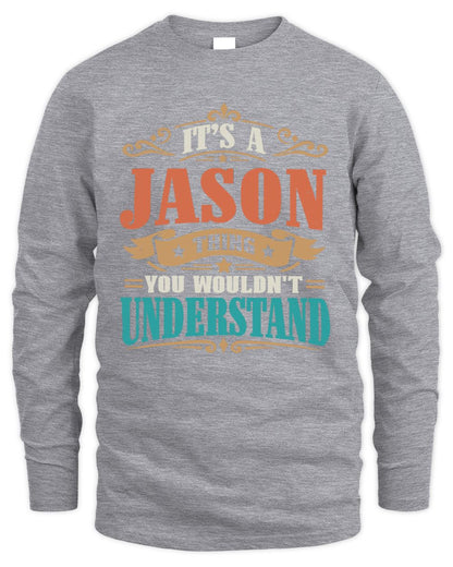 It’s a Name Thing Personalized Retro T-Shirt JASON M1-47 / Men's Long Sleeved T-Shirt / sport grey