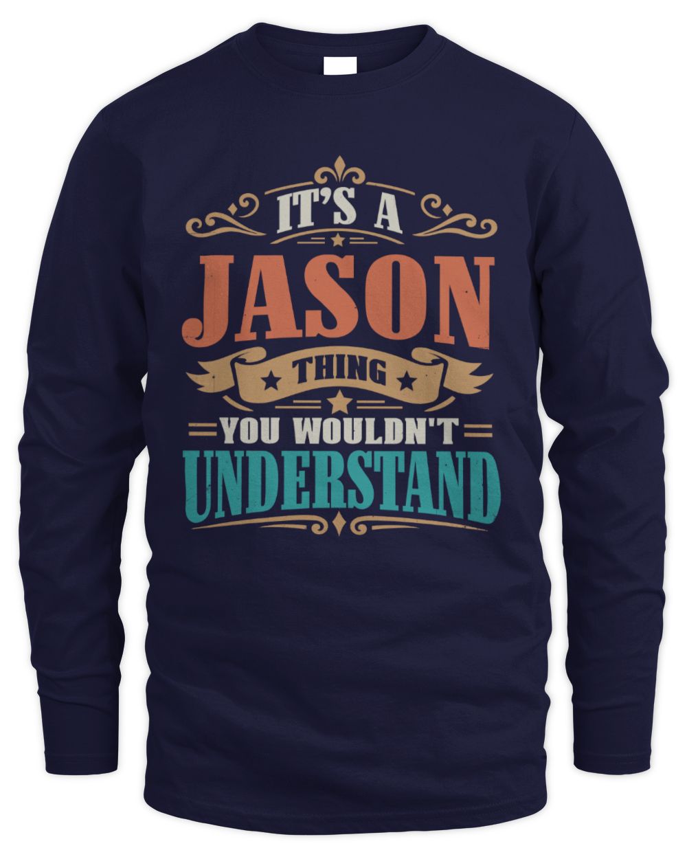 It’s a Name Thing Personalized Retro T-Shirt JASON M1-47 / Men's Long Sleeved T-Shirt / navy