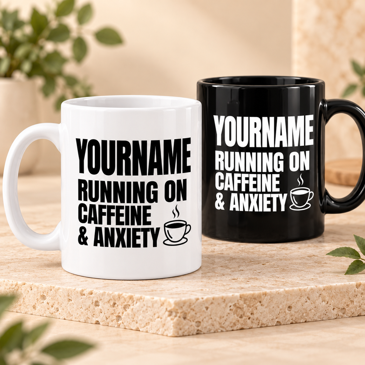 Running On Caffeine & Anxiety - Personalized Mug