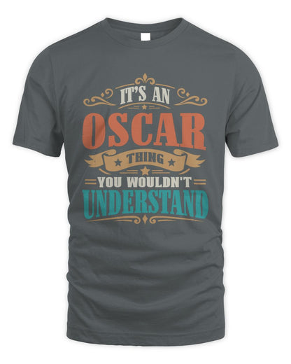 It’s a Name Thing Personalized Retro T-Shirt OSCAR M1-47 / Unisex Standard T-Shirt / charcoal
