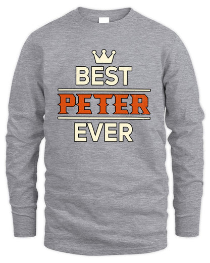 Best Your Name With Crown Shirt PETER M1-59 / Men's Long Sleeved T-Shirt / sport grey