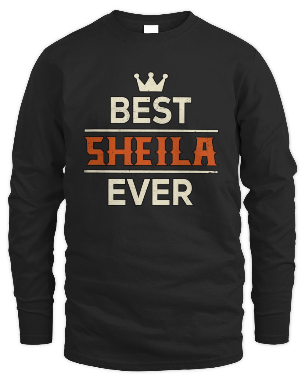 Best Your Name With Crown Shirt SHEILA M1-59 / Men's Long Sleeved T-Shirt / black
