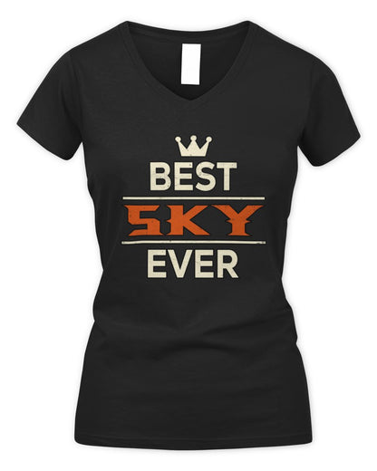 Best Your Name With Crown Shirt SKY M1-59 / Women's V-Neck T-Shirt / black