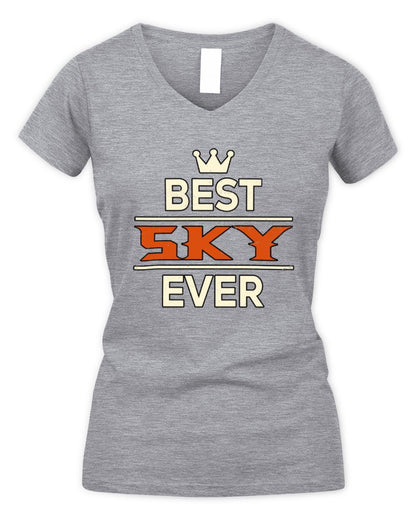 Best Your Name With Crown Shirt SKY M1-59 / Women's V-Neck T-Shirt / sport grey