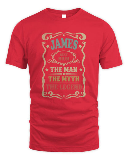 The Man The Myth The Legend Vintage Gold Wine Shirt JAMES M1-52 / Unisex Standard T-Shirt / red