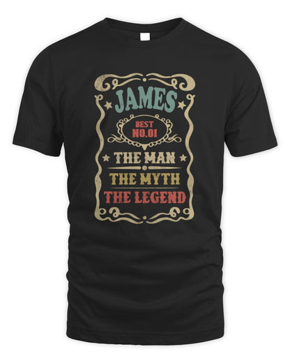The Man The Myth The Legend Vintage Gold Wine Shirt JAMES M1-52 / Unisex Standard T-Shirt / black