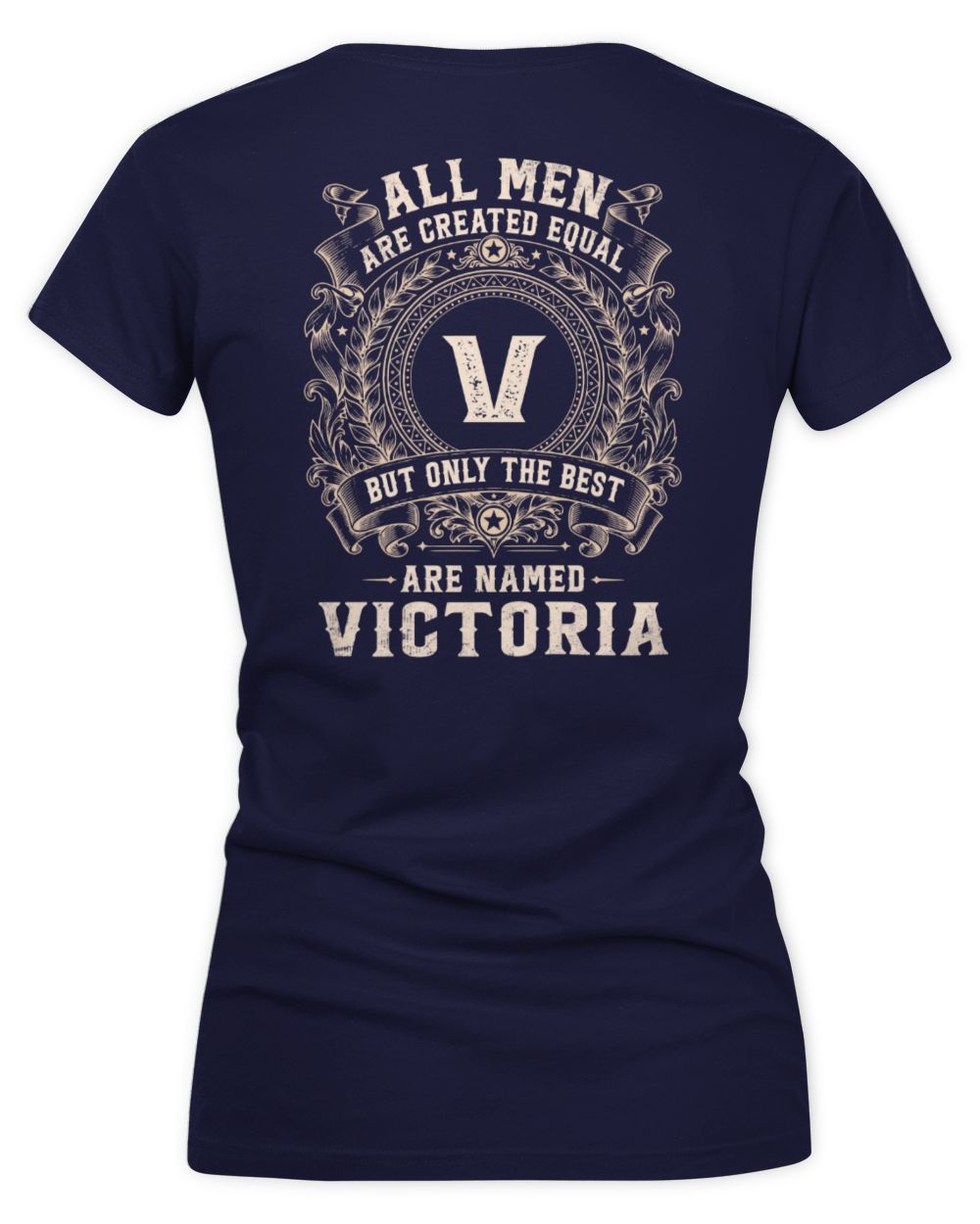 All Men Are Created Equal Cool Logo Shirt VICTORIA M1-60 / Women's V-Neck T-Shirt / navy