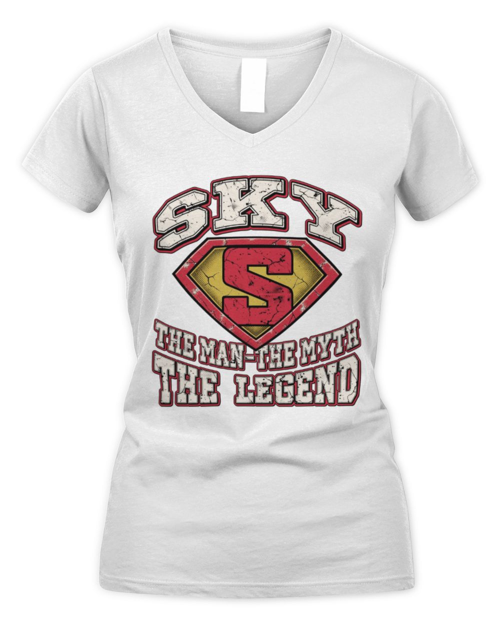 The Man The Myth The Legend Superman Graphic T-Shirt SKY M1-74 / Women's V-Neck T-Shirt / white