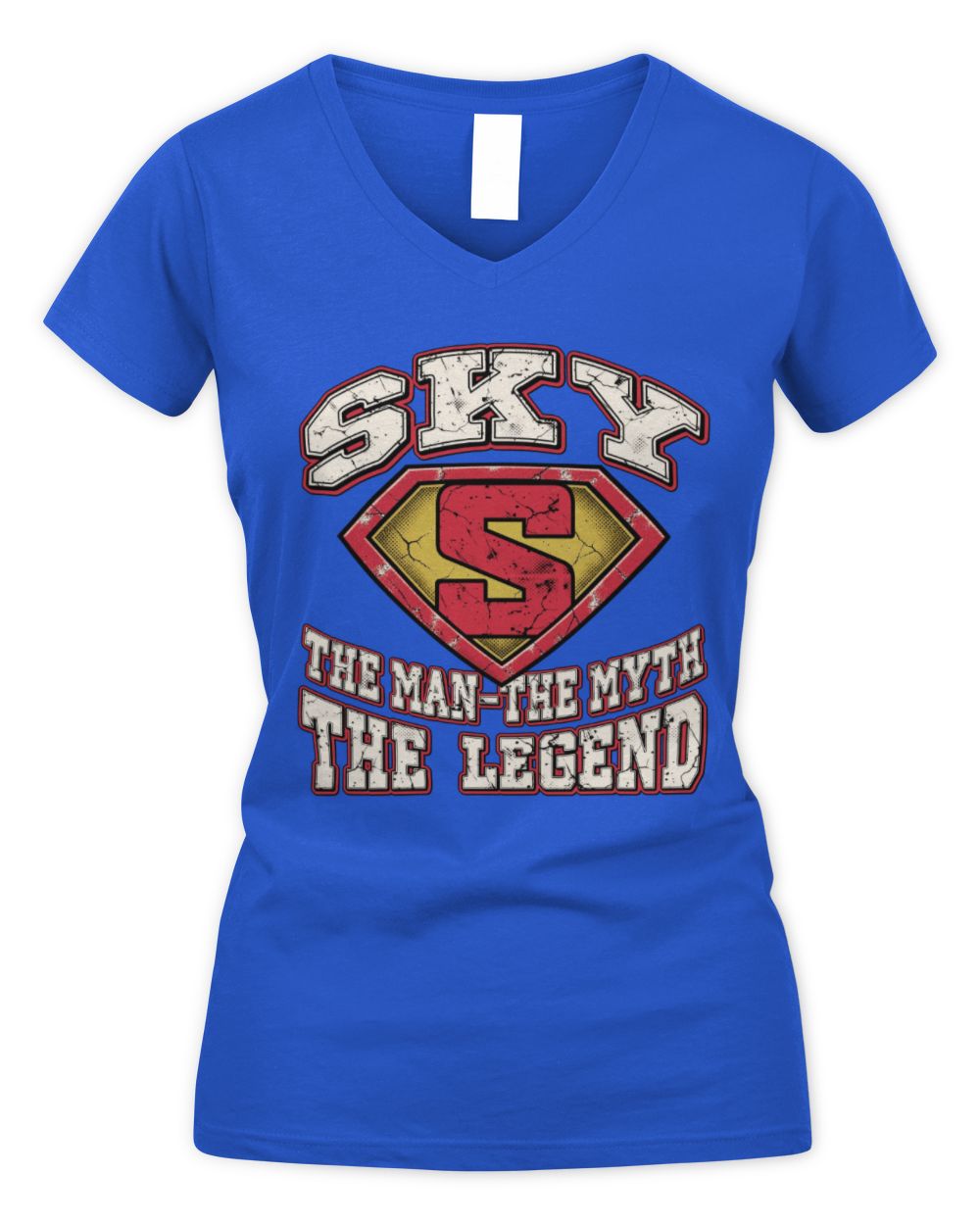 The Man The Myth The Legend Superman Graphic T-Shirt SKY M1-74 / Women's V-Neck T-Shirt / royal