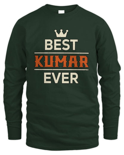 Best Your Name With Crown Shirt KUMAR M1-59 / Men's Long Sleeved T-Shirt / forest green