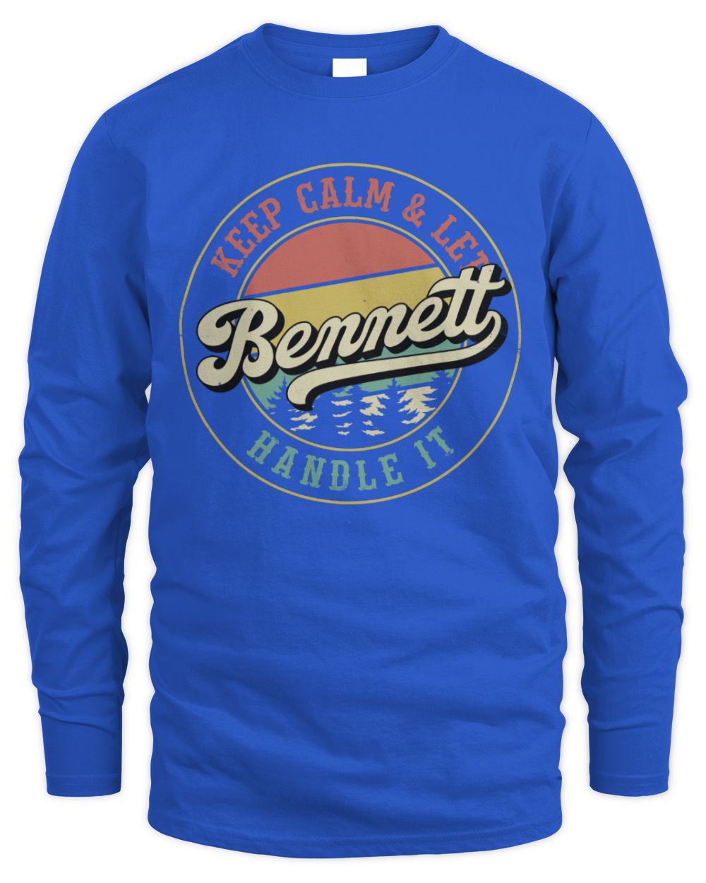 Keep Calm Let Your Name Handle It Retro T-Shirt BENNETT M1-54 / Men's Long Sleeved T-Shirt / royal