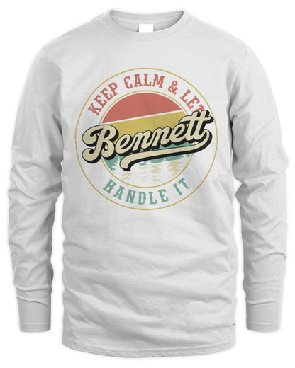 Keep Calm Let Your Name Handle It Retro T-Shirt BENNETT M1-54 / Men's Long Sleeved T-Shirt / white
