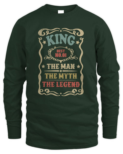 The Man The Myth The Legend Vintage Gold Wine Shirt KING M1-52 / Men's Long Sleeved T-Shirt / forest green