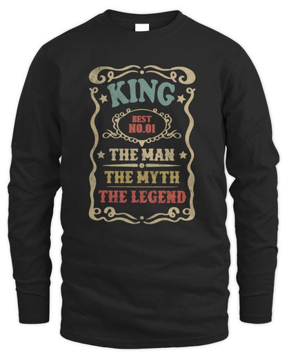 The Man The Myth The Legend Vintage Gold Wine Shirt KING M1-52 / Men's Long Sleeved T-Shirt / black