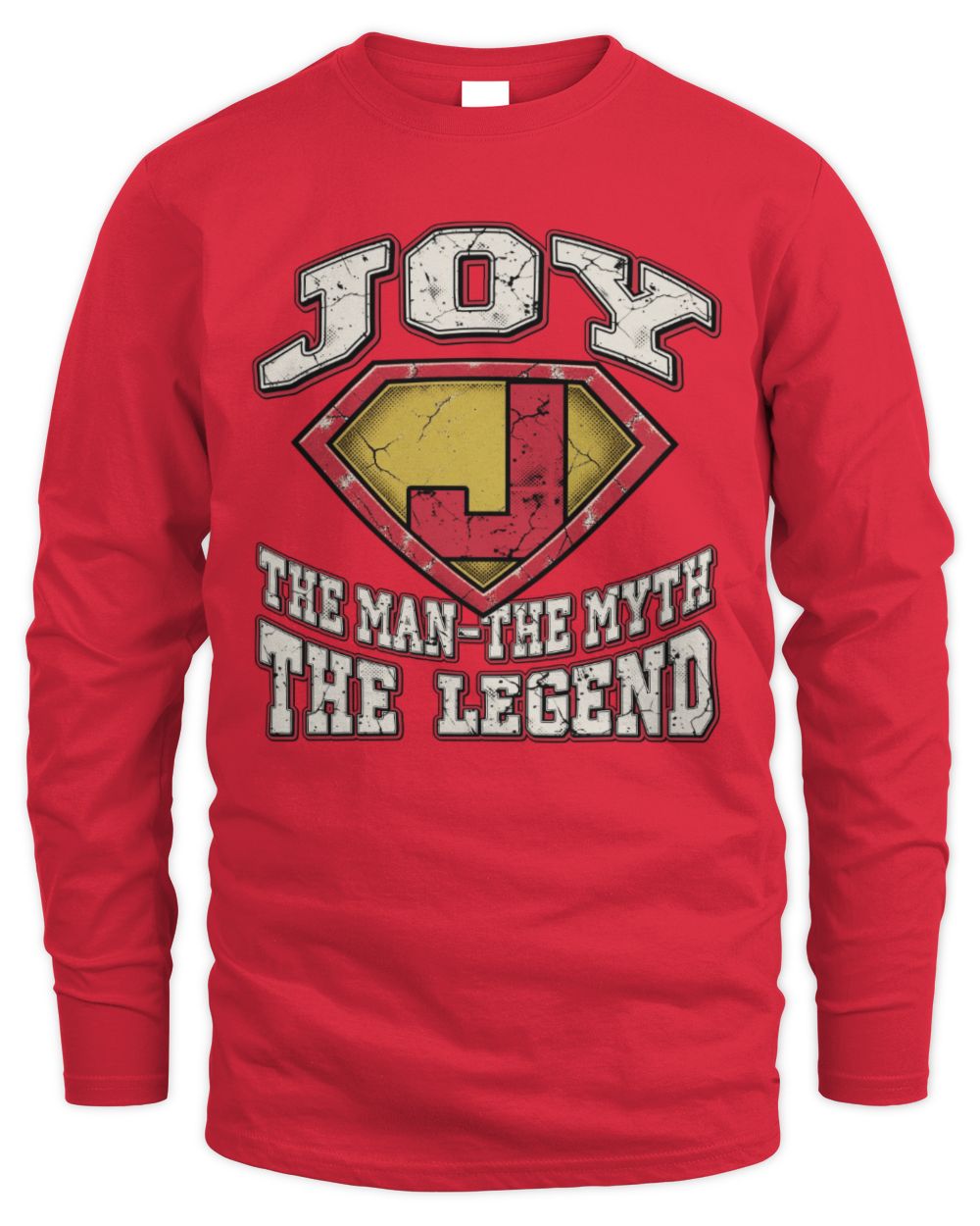 The Man The Myth The Legend Superman Graphic T-Shirt JOY M1-74 / Men's Long Sleeved T-Shirt / red