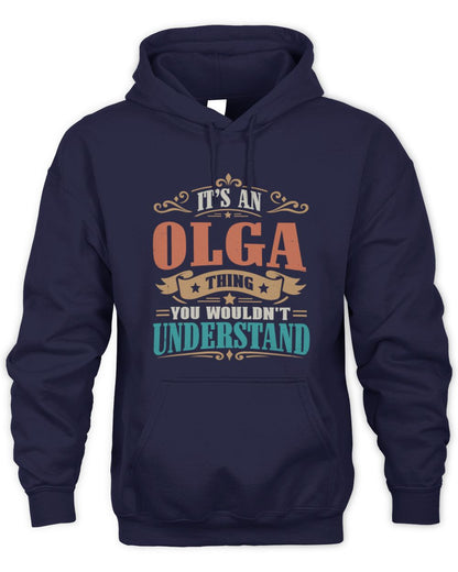It’s a Name Thing Personalized Retro T-Shirt OLGA M1-47 / Unisex Hoodie / navy