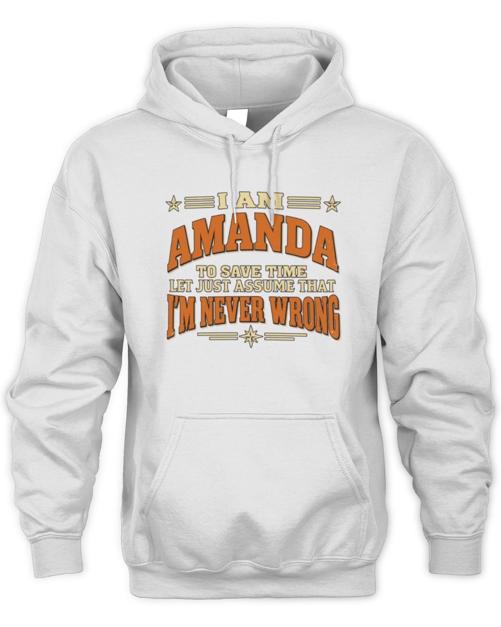 I'm Name Let's Just Assume I'm Never Wrong Retro Shirt AMANDA M1-64 / Unisex Hoodie / white