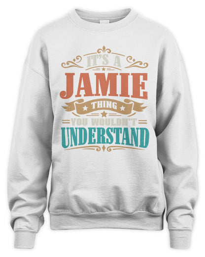 It’s a Name Thing Personalized Retro T-Shirt JAMIE M1-47 / Unisex Sweatshirt / white