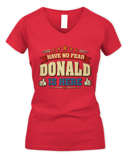 Have No Fear Your Name Is Here Cool Graphic T-Shirt DONALD M1-71 / Women's V-Neck T-Shirt / red