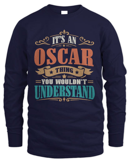 It’s a Name Thing Personalized Retro T-Shirt OSCAR M1-47 / Men's Long Sleeved T-Shirt / navy